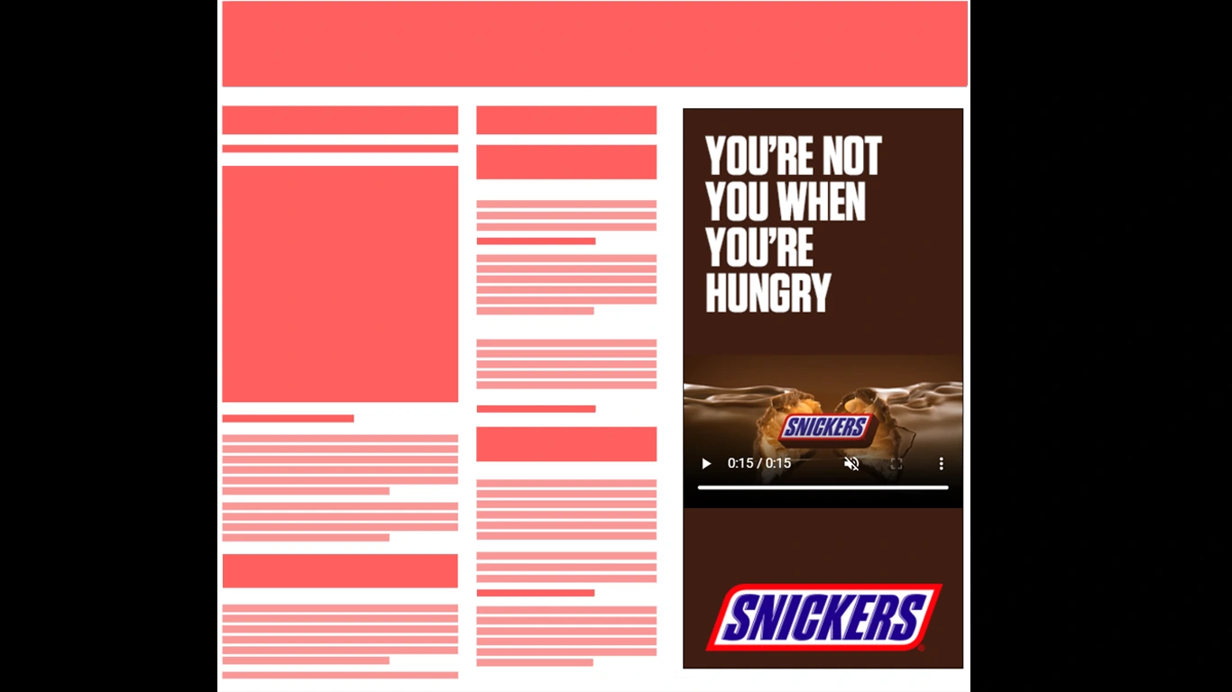 snickers chocolate bar banner ad