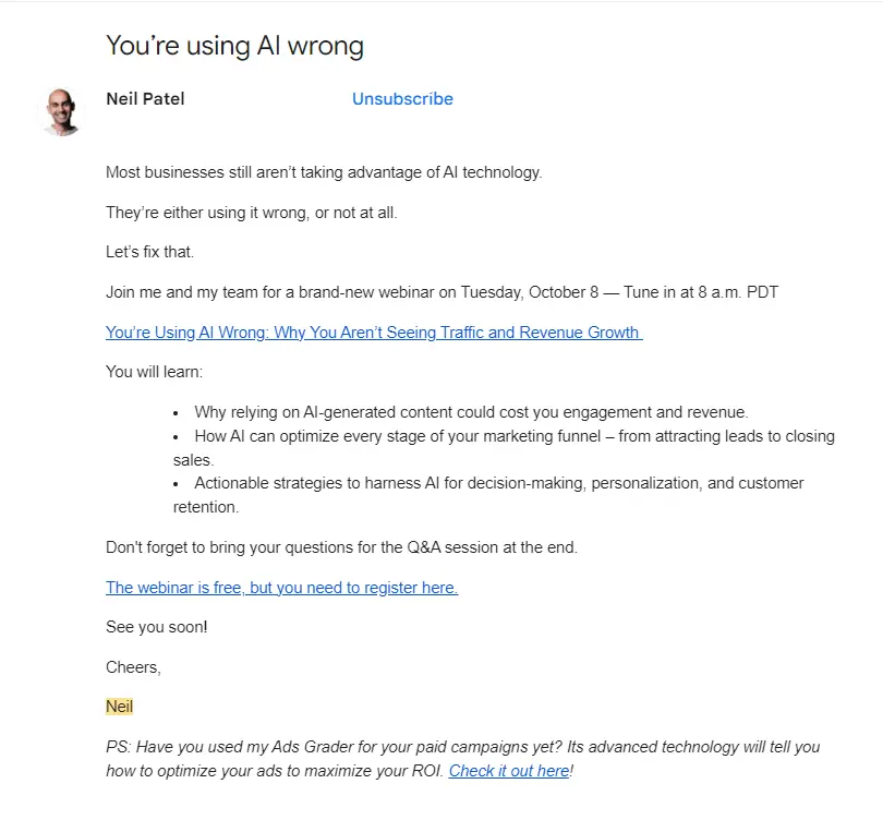 neil patel ai email