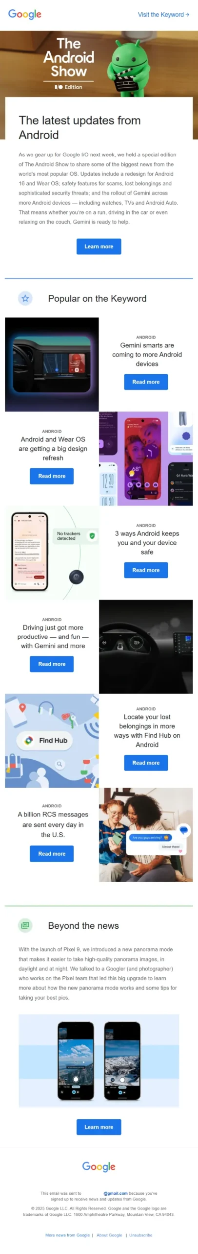 google android update email